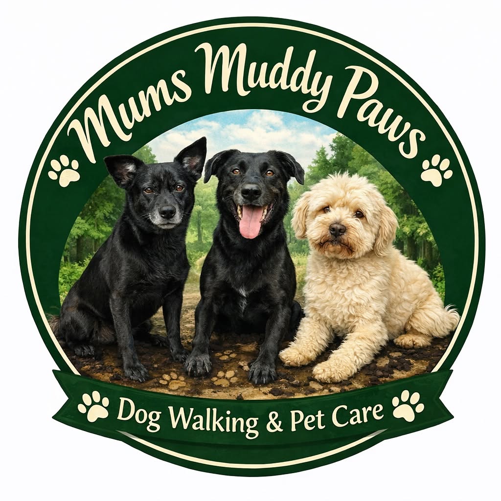 Three dogs sitting on muddy ground outdoors